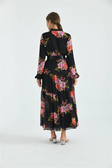 FTZ Women Kadın İpek Şifon Elbise  Siyah 30165