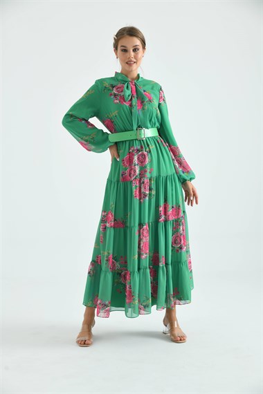 FTZ Women Kadın İpek Şifon Elbise  Yeşil 30165