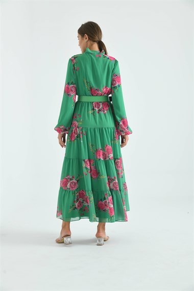 FTZ Women Kadın İpek Şifon Elbise  Yeşil 30165