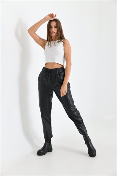 FTZ Women Kadın Deri Pantolon  Siyah RBN2028