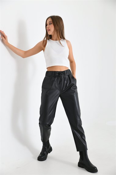 FTZ Women Kadın Deri Pantolon  Siyah RBN2028