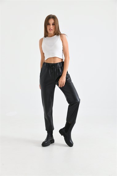 FTZ Women Kadın Deri Pantolon  Siyah RBN2028