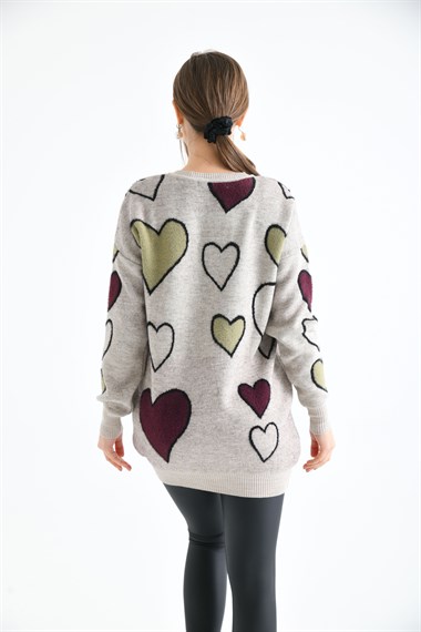 FTZ Women Kadın Kalp Desenli Tunik  Taş 20098