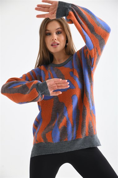 FTZ Women Kadın Karışık Desen Tunik  Gri 20077