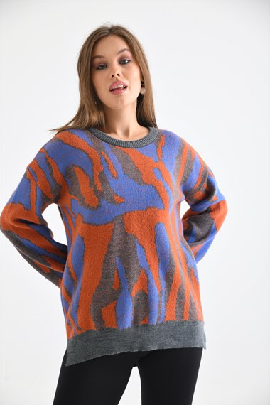 FTZ Women Kadın Karışık Desen Tunik  Gri 20077