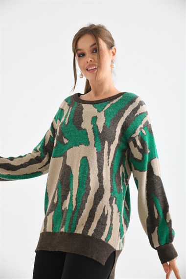 FTZ Women Kadın Karışık Desen Tunik  Kahve 20077