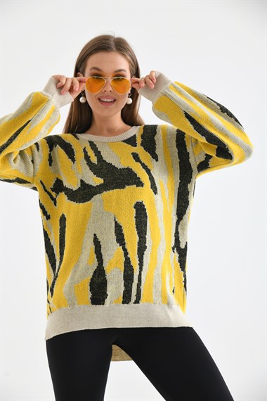 FTZ Women Kadın Karışık Desen Tunik  Safran 20077