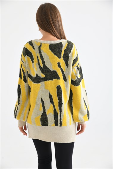 FTZ Women Kadın Karışık Desen Tunik  Safran 20077