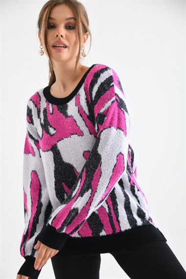 FTZ Women Kadın Karışık Desen Tunik  Siyah 20077