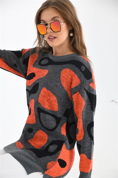 FTZ Women Kadın Karışık Desenli Tunik  Gri 20038