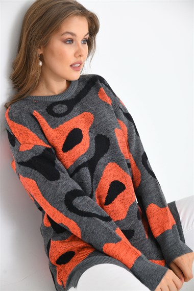 FTZ Women Kadın Karışık Desenli Tunik  Gri 20038