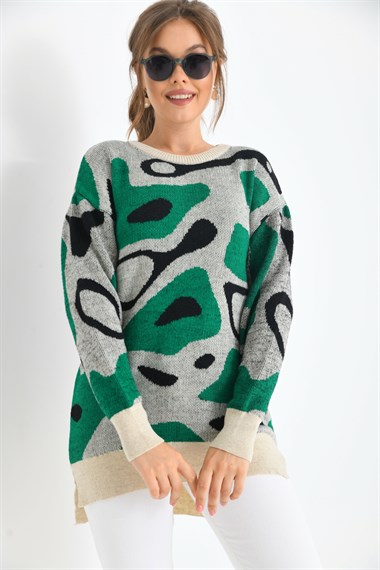 FTZ Women Kadın Karışık Desenli Tunik  Taş 20038