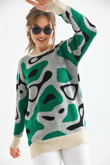 FTZ Women Kadın Karışık Desenli Tunik  Taş 20038