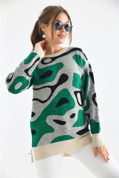 FTZ Women Kadın Karışık Desenli Tunik  Taş 20038