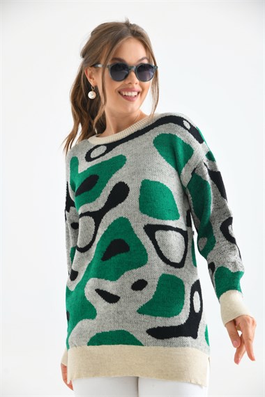 FTZ Women Kadın Karışık Desenli Tunik  Taş 20038