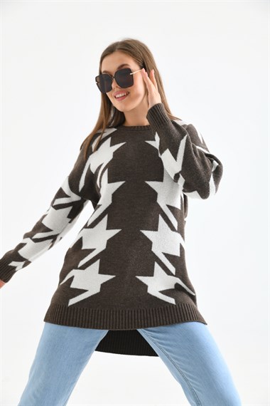 FTZ Women Kadın Kazayağı Detaylı Bluz  Kahve 20031