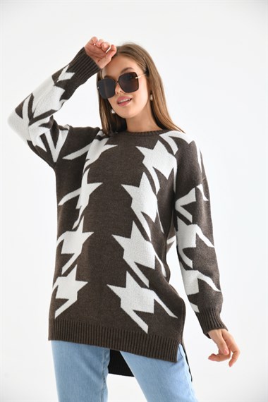 FTZ Women Kadın Kazayağı Detaylı Bluz  Kahve 20031