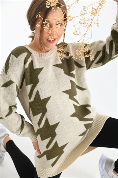 FTZ Women Kadın Kazayağı Detaylı Bluz  Taş 20031