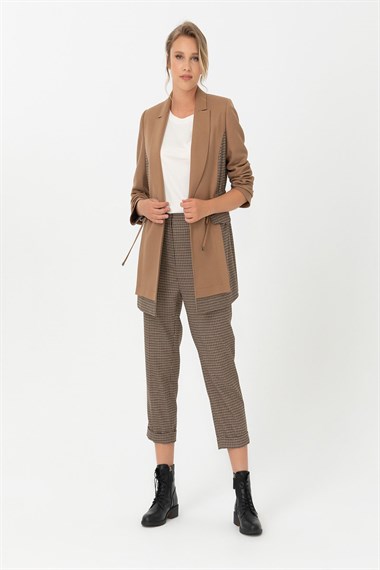 Seçil Kadın KAZAYAĞI DESENLİ PANTOLON BEIGE
