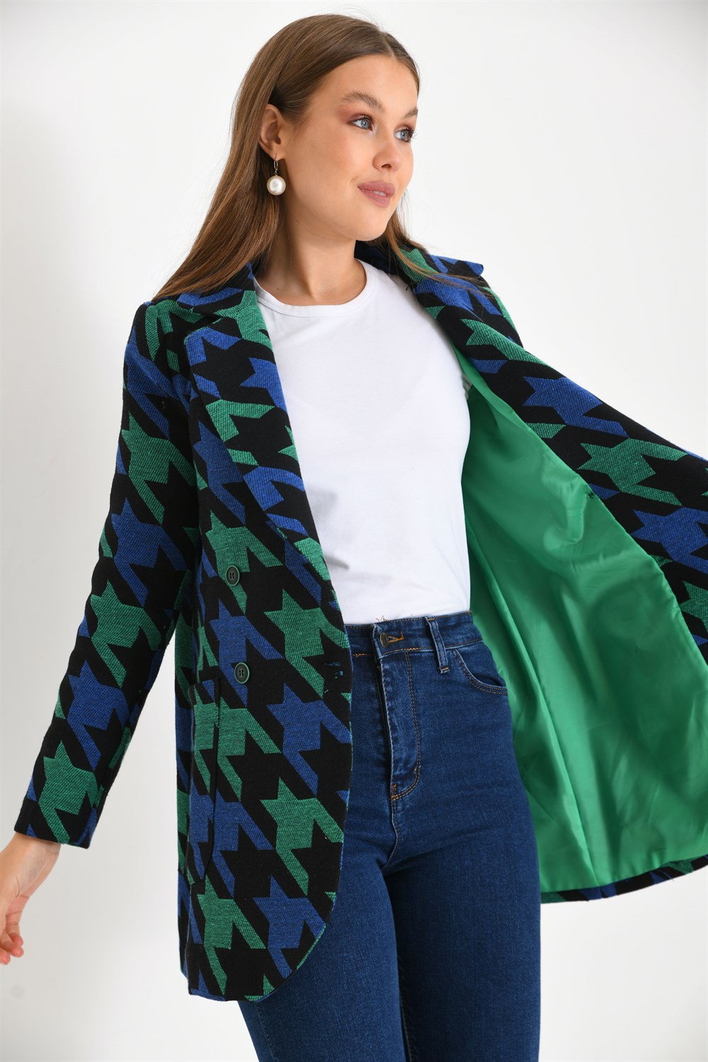 FTZ Women Kadın Kazayağı Ceket  Saks Mavi 30234 · 6