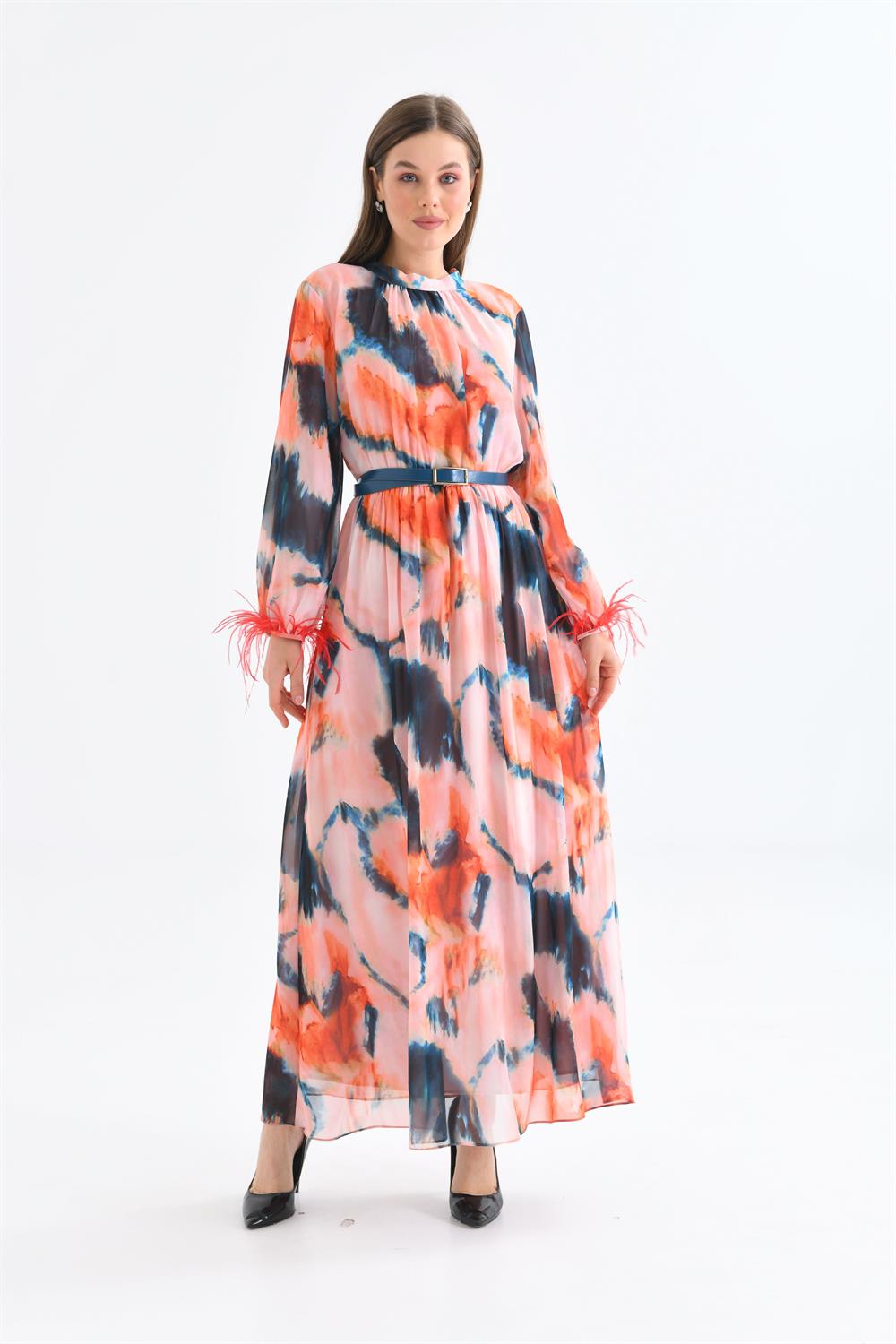 Bayan Kollar Tüğlü Elbise MERCAN