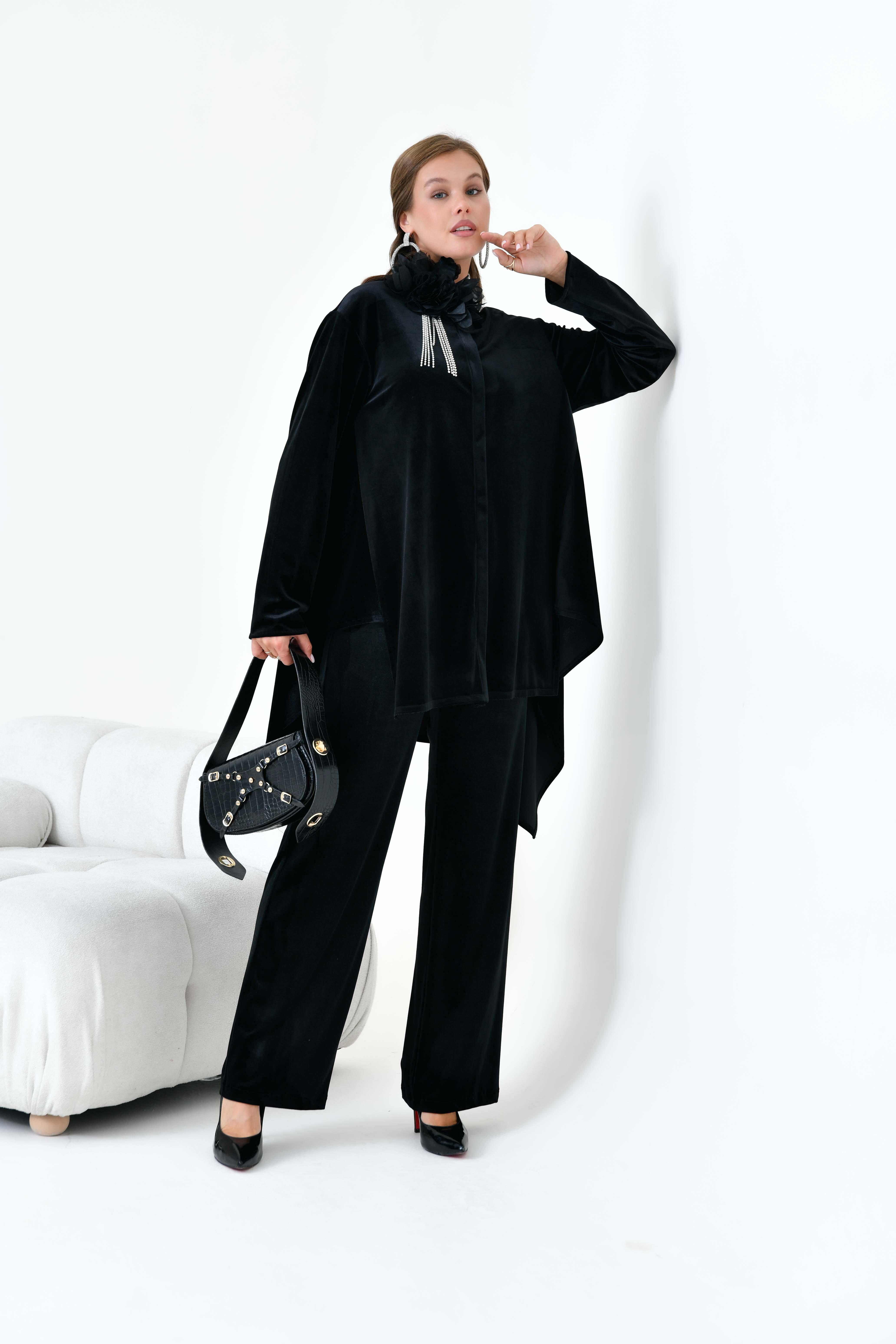 Ftz Bayan Kadife Takım Siyah 30916