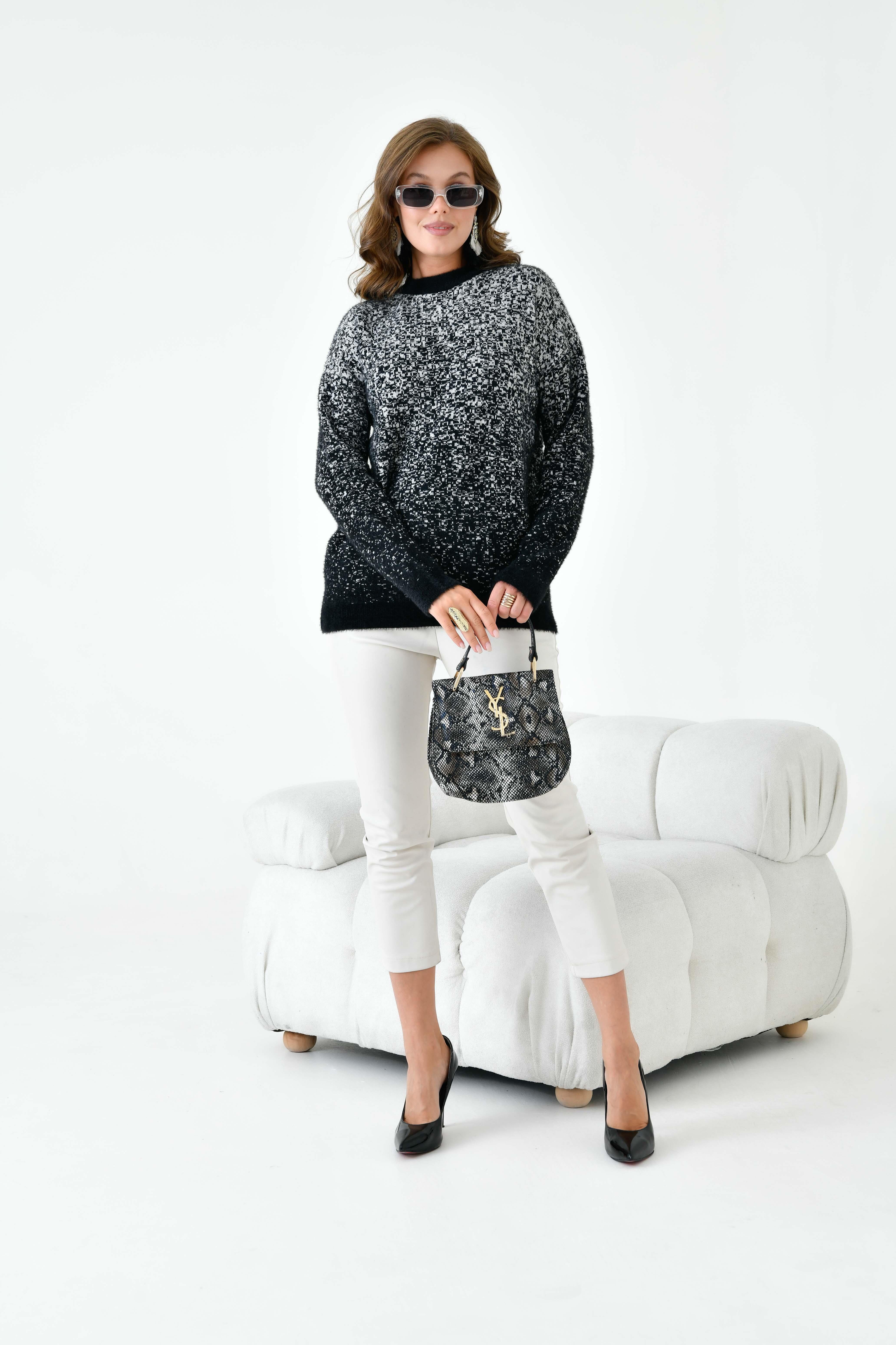 Ftz Kadın Geçişli Kazak Siyah 20942