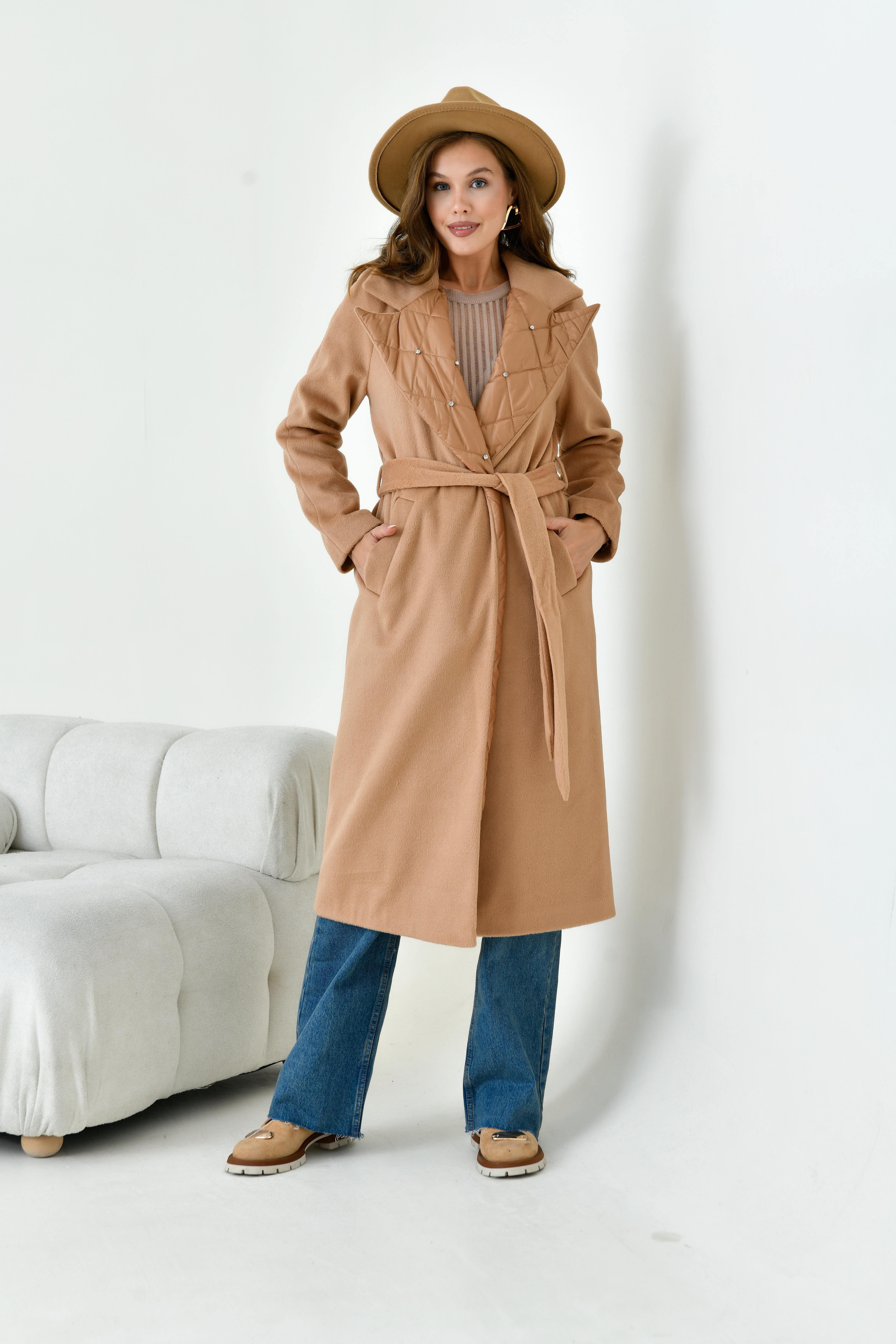 Ftz Kadın Kaşe Kaban Camel 30976