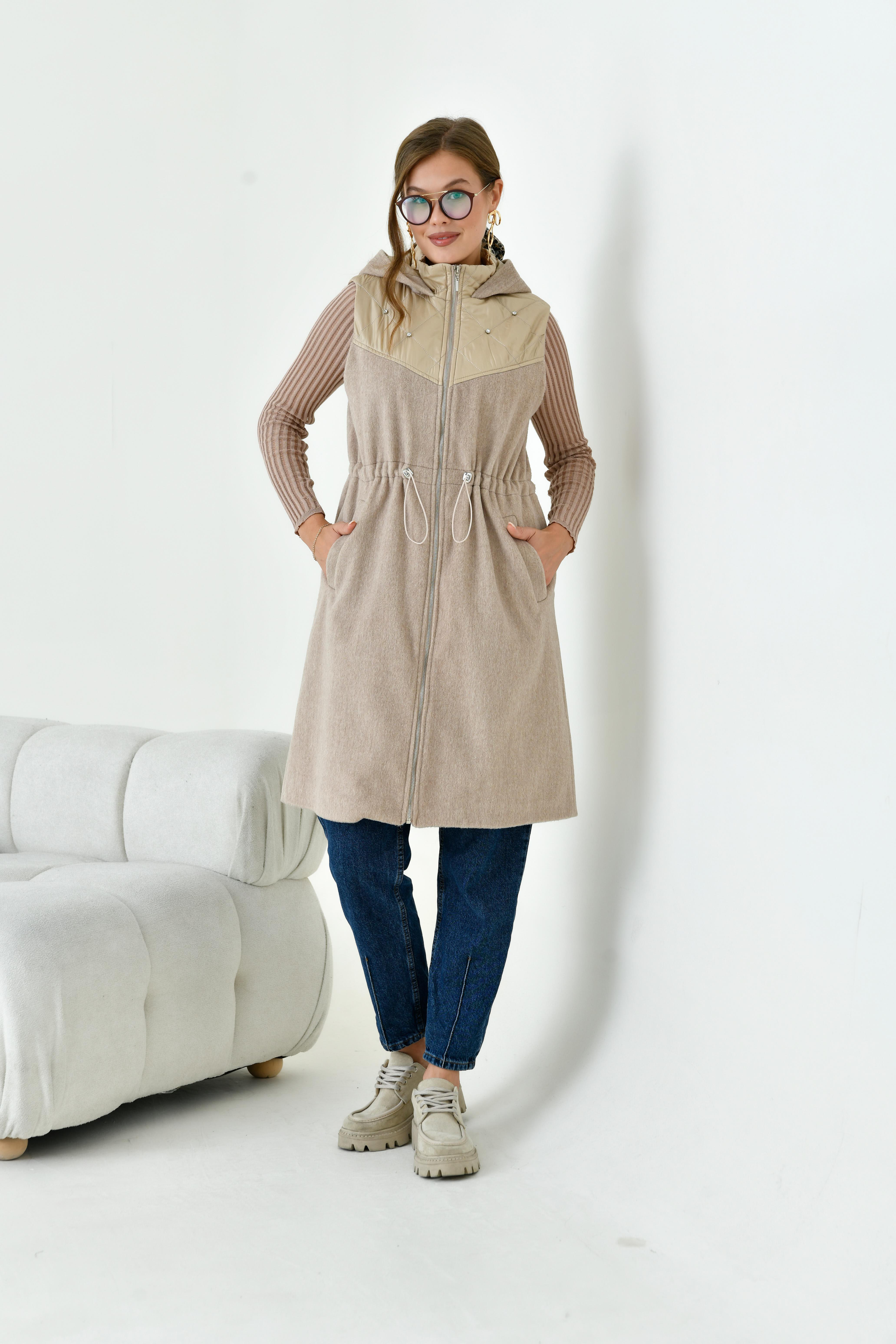 Ftz Kadın Kaşe Yelek Beige 30975