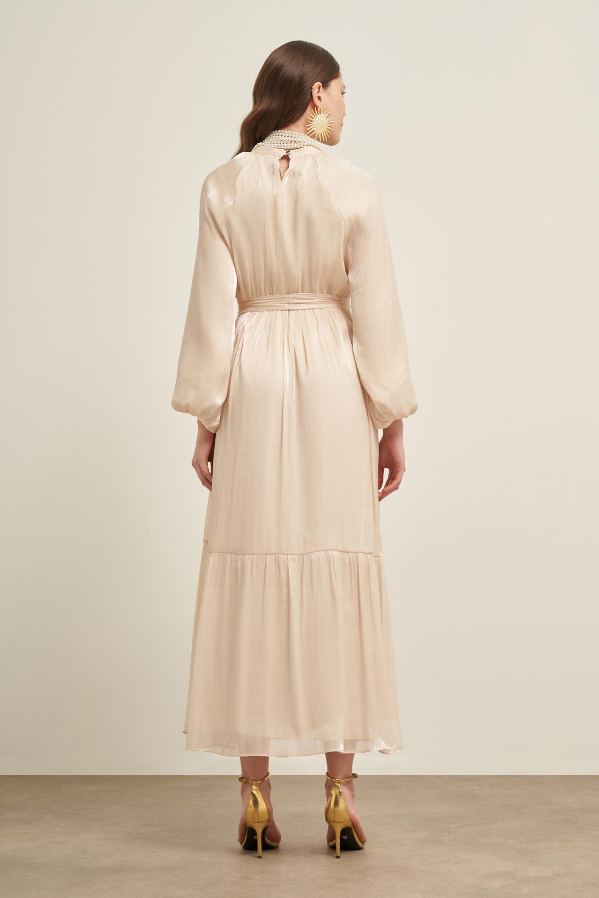FTZ Women Kadın Rahat Kalıp Organze Elbise  Beige 31018 · 5