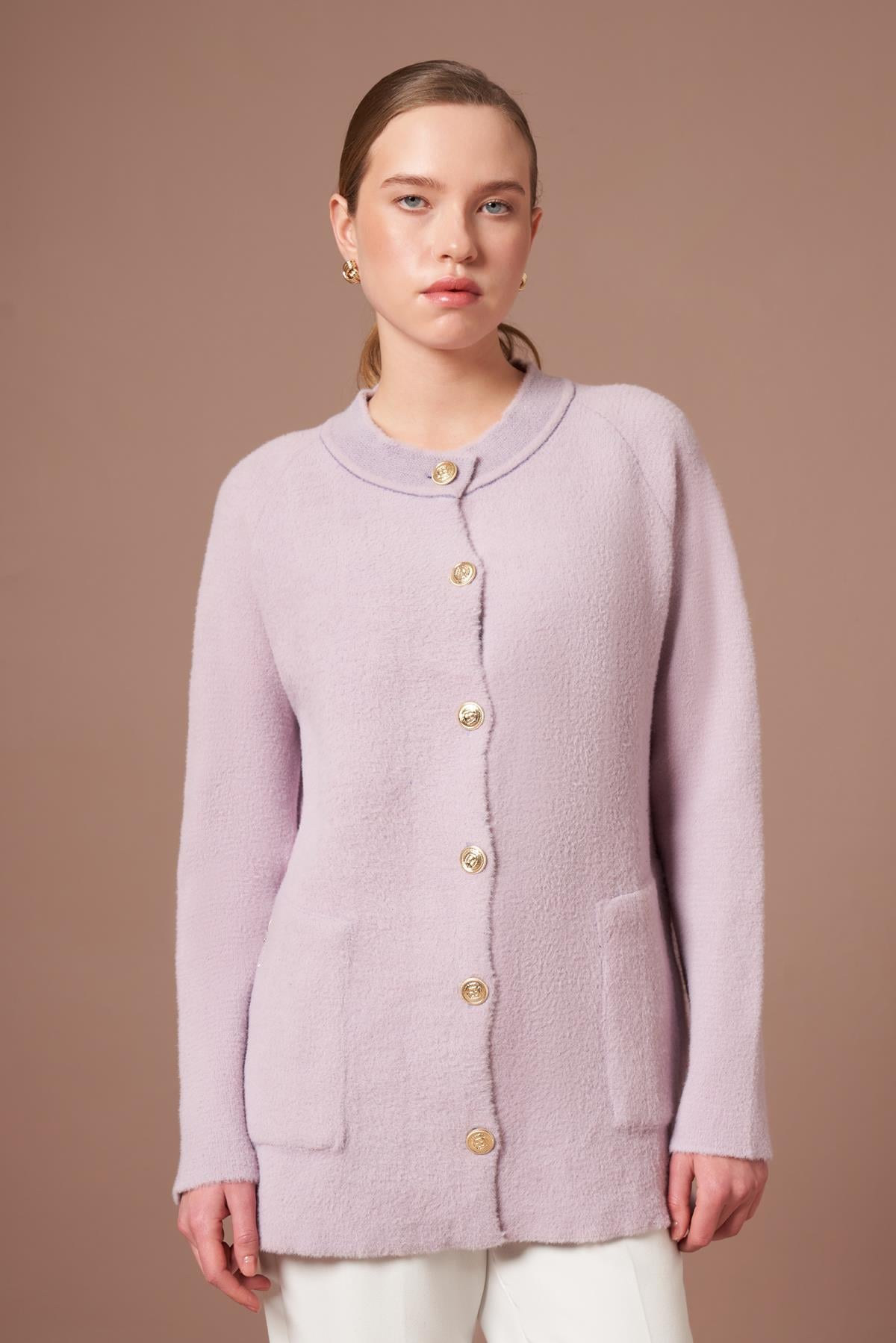 FTZ Women Kadın Angora Hırka  Lila 25259