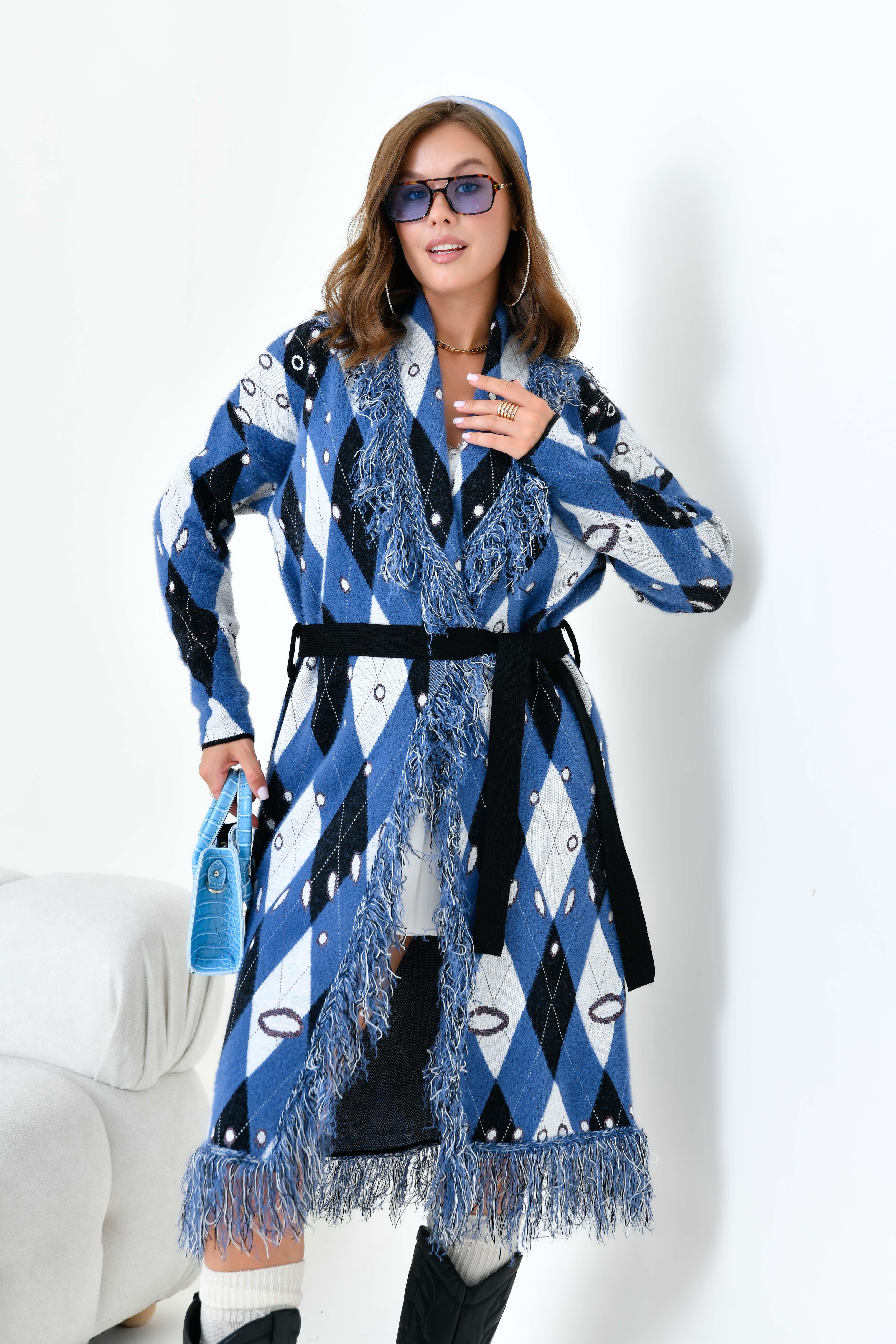 Ftz Women Kadın Baklava Desenli Giyçık İndigo 20519