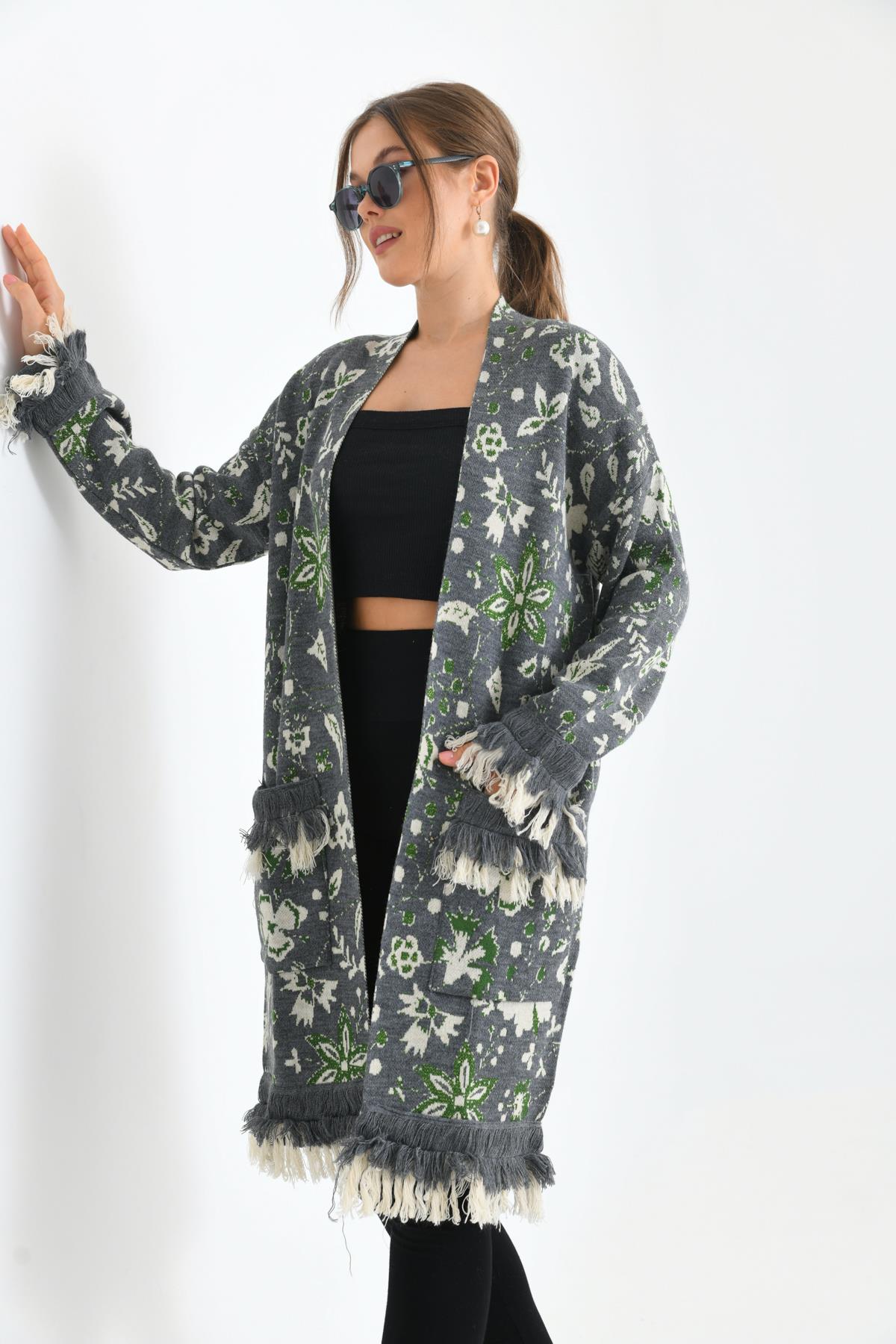 FTZ Women Kadın Çiçek Desenli Giy-Çık  Gri 20029