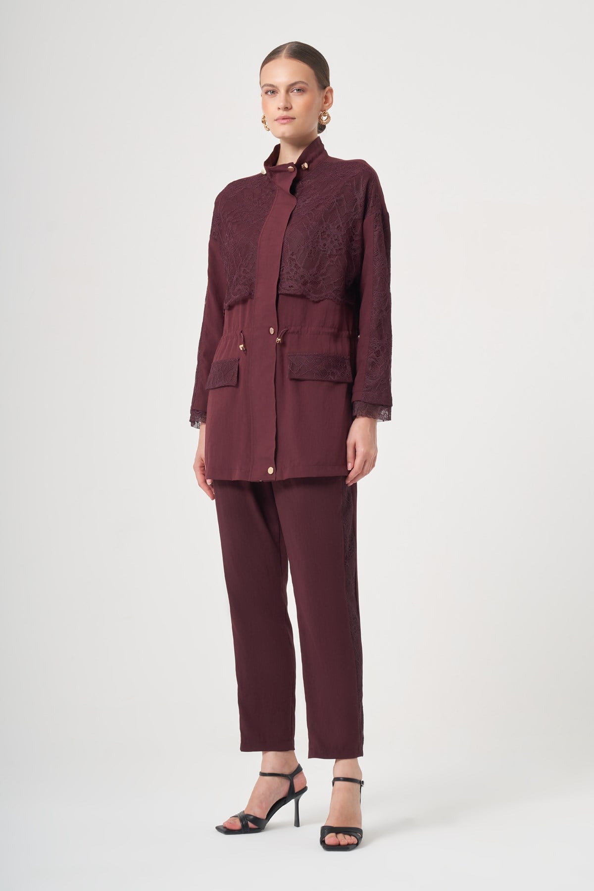 FTZ Women Kadın Dantel Detay Takım  Bordo 31384