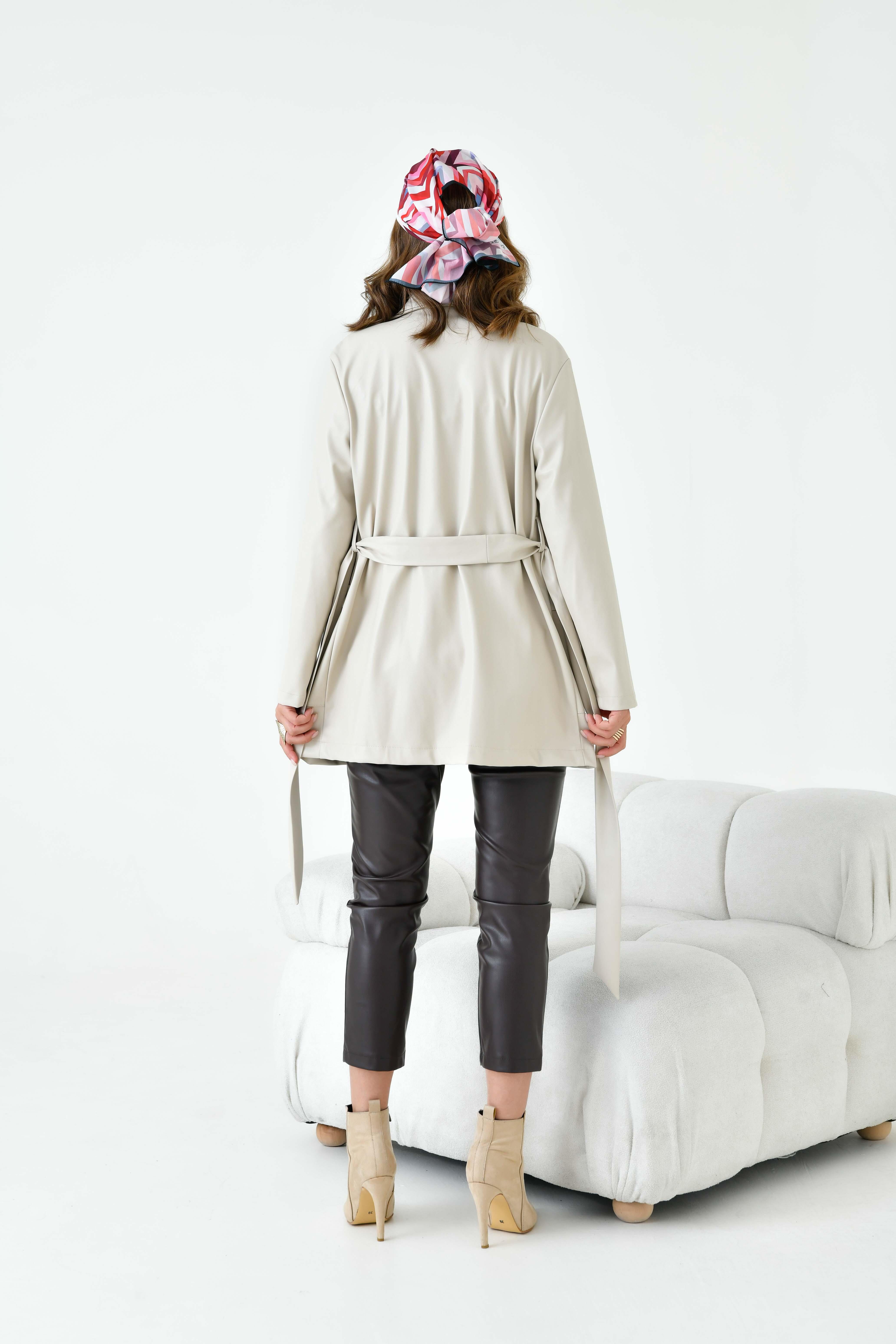 FTZ Women Kadın Deri Ceket  Beige 30917 · 7