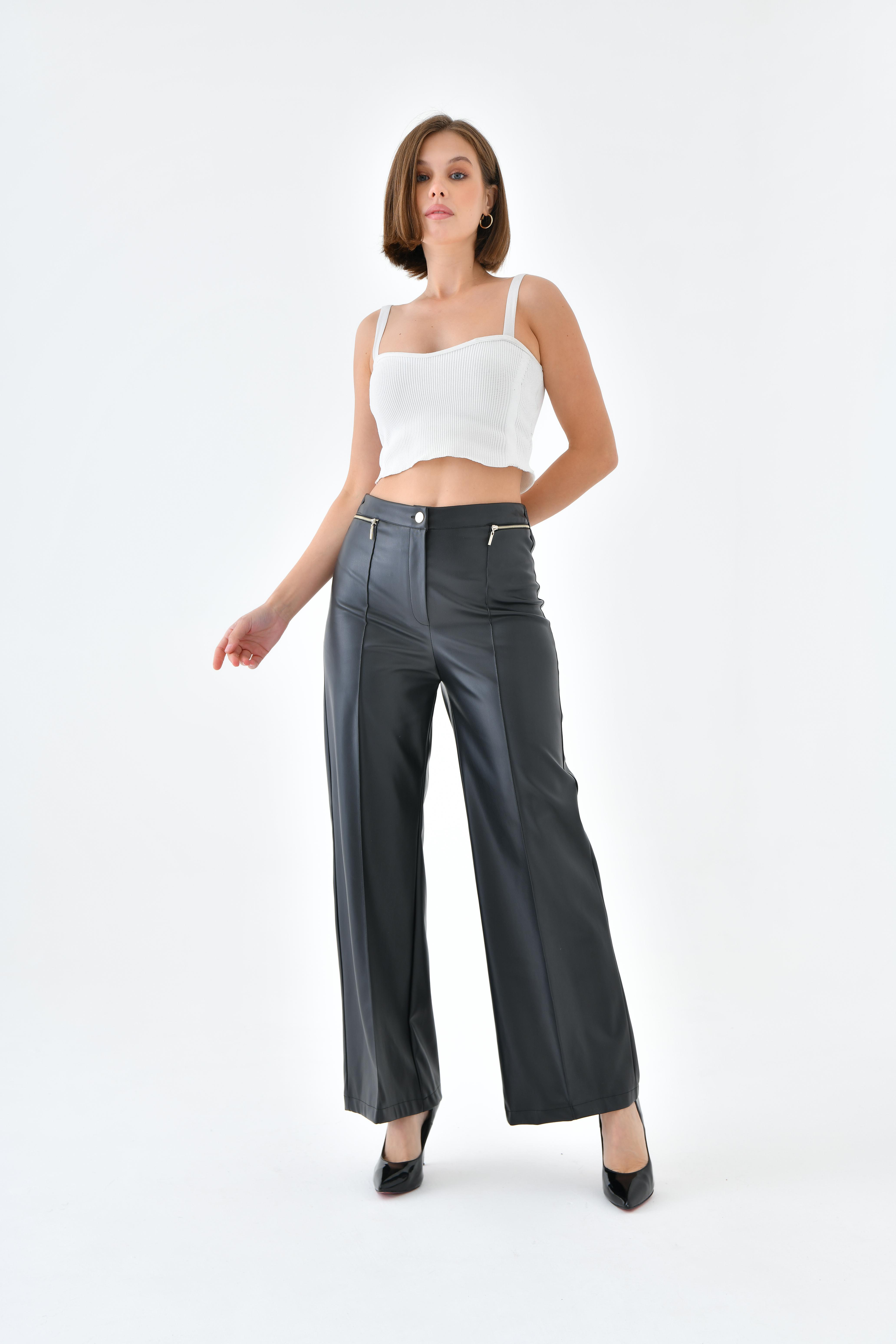 FTZ Women Kadın Deri Pantolon  Siyah 30634