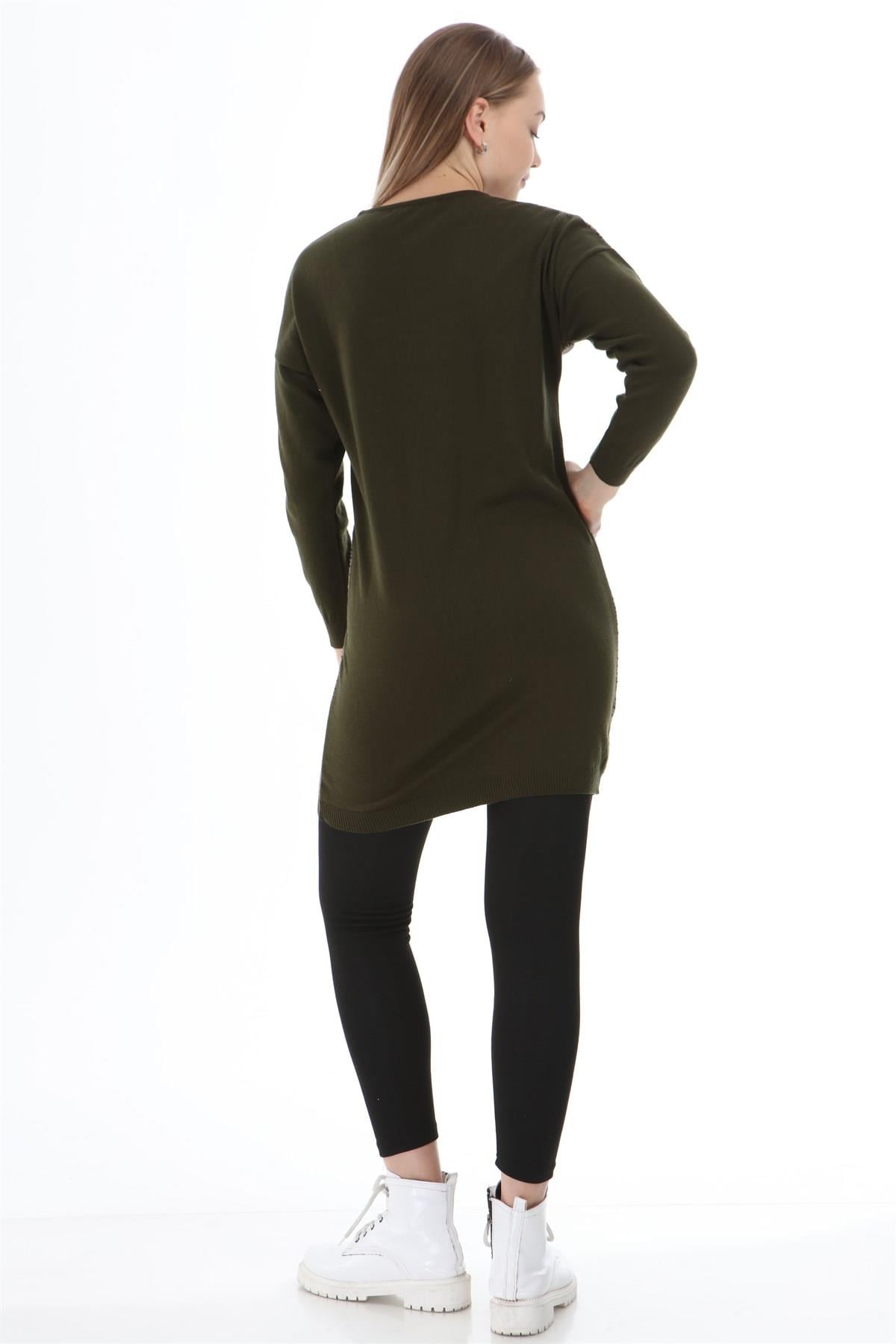 FTZ Women Kadın Desenli Tunik  Haki 21-1236 · 4
