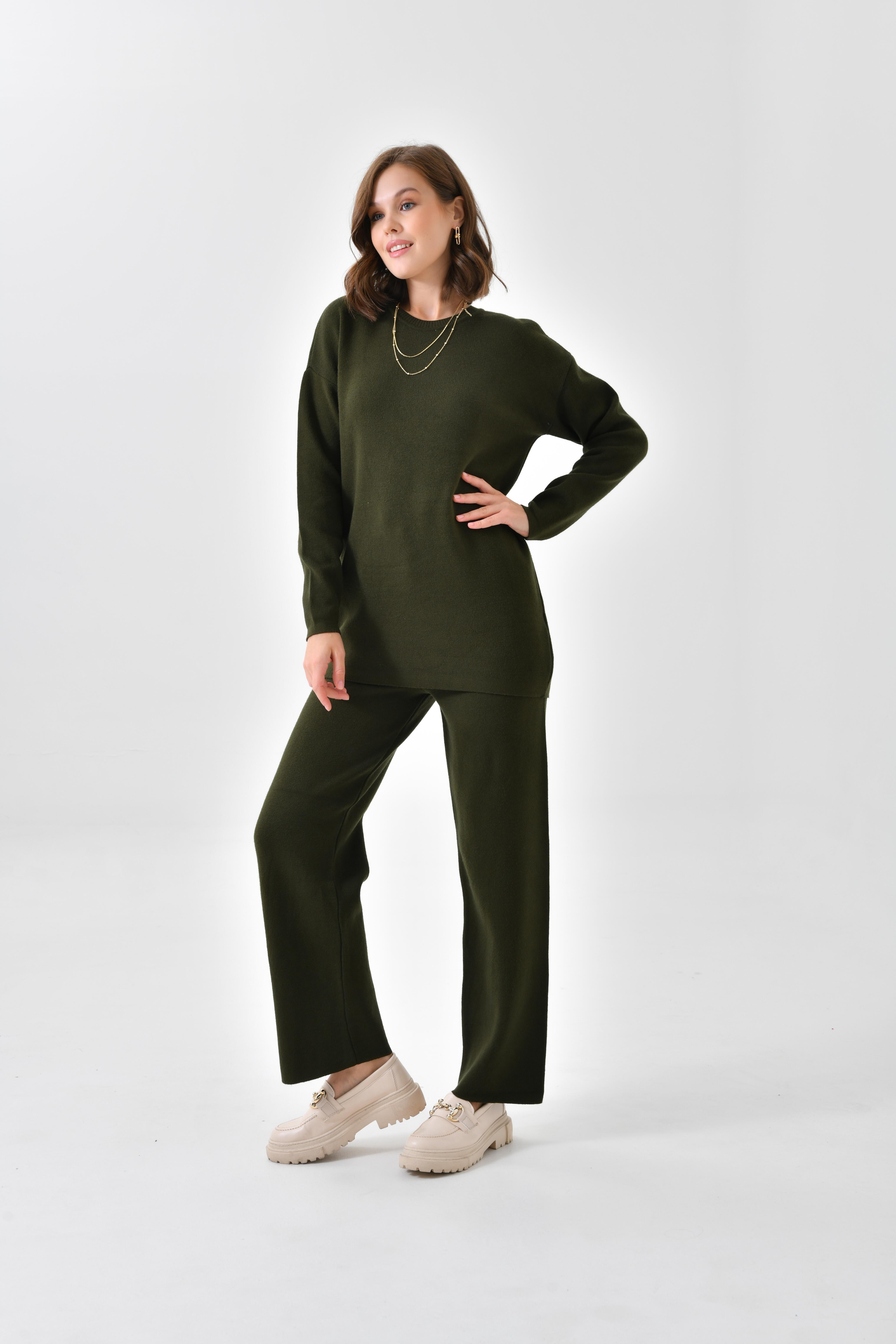 FTZ Women Kadın  Düz Basic İkili Takım  Haki 20588