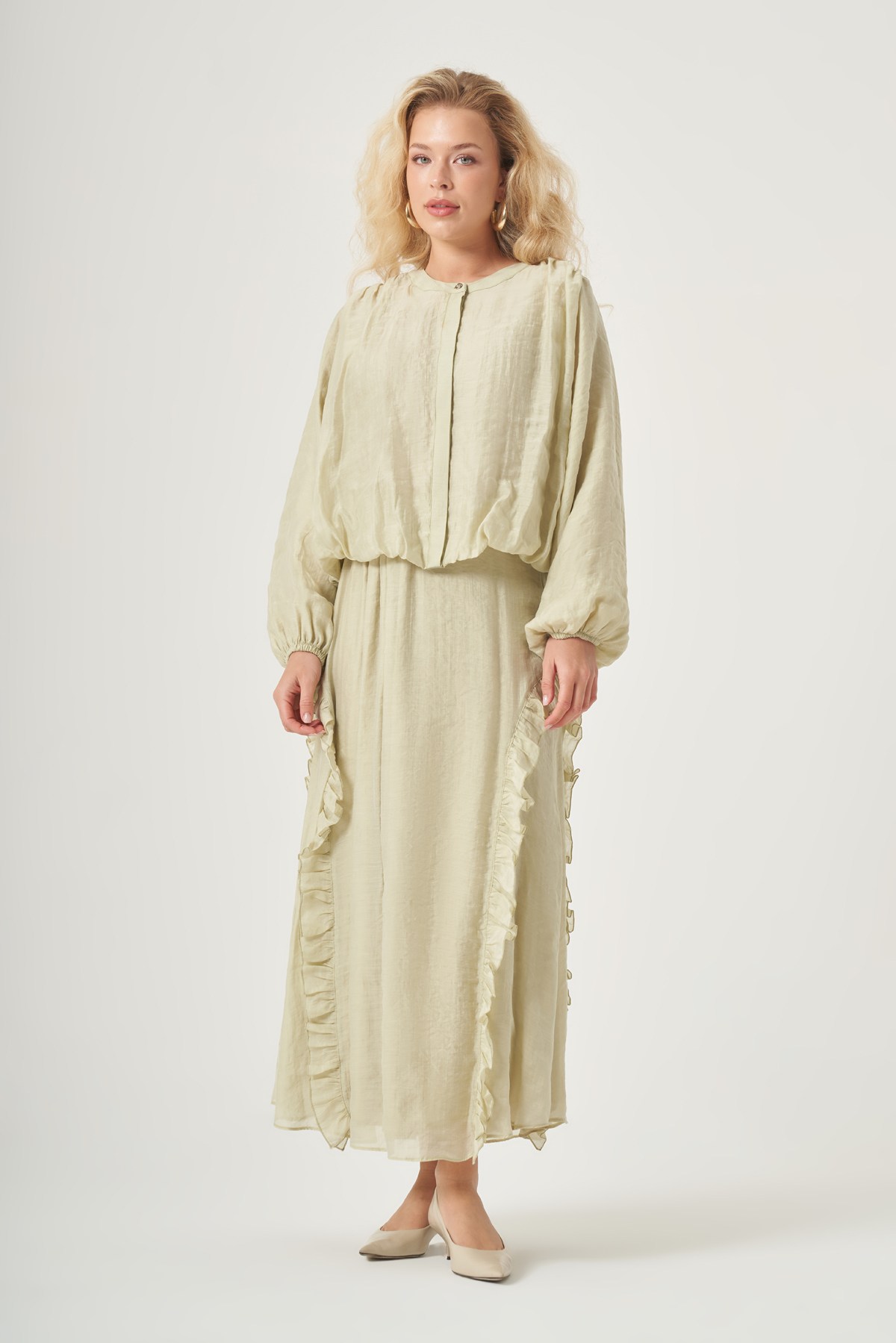 FTZ Women Kadın Fırfır Detay Helena Takım  Mint 31456