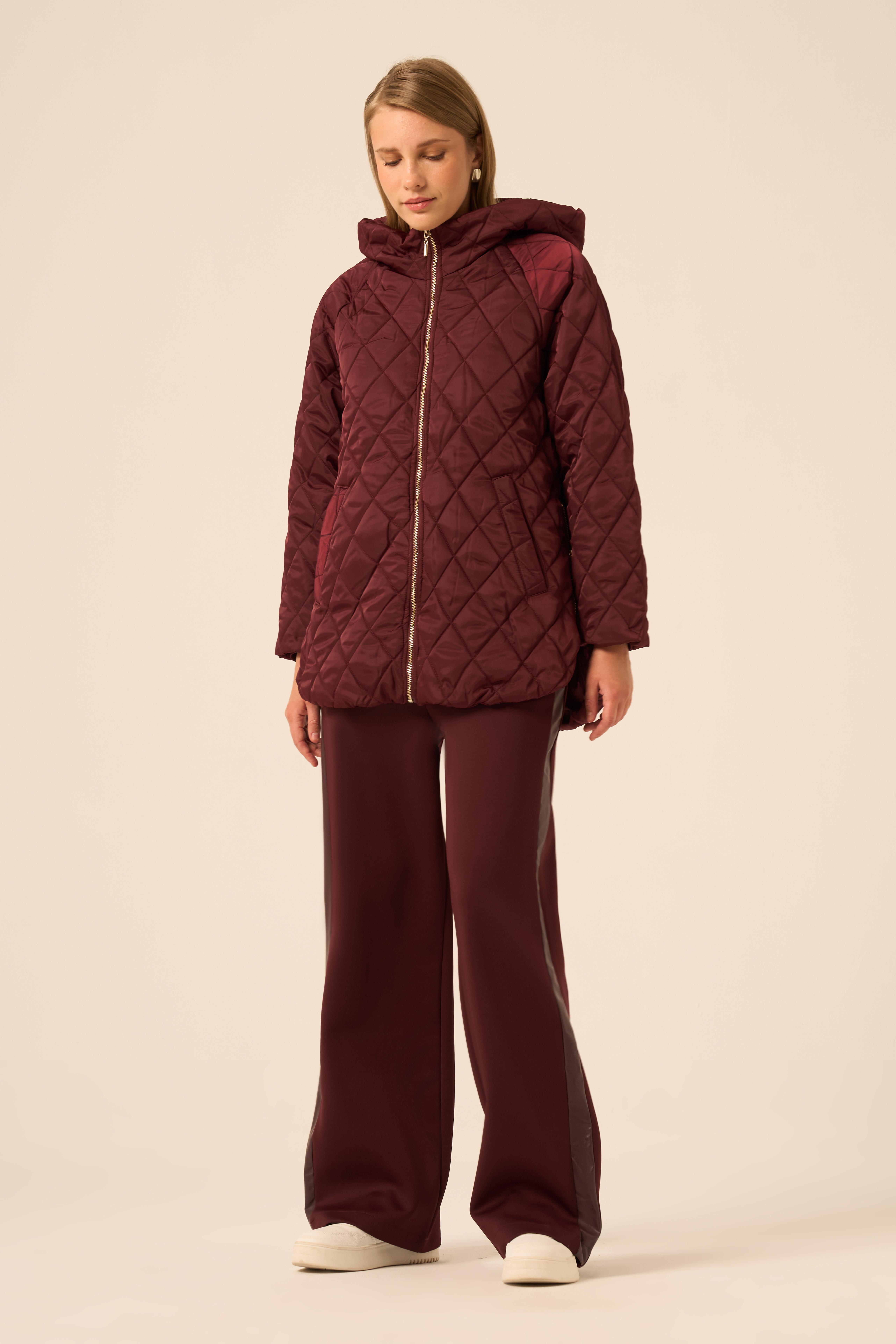 FTZ Women Kadın Kapitone Kaban  Bordo 30966