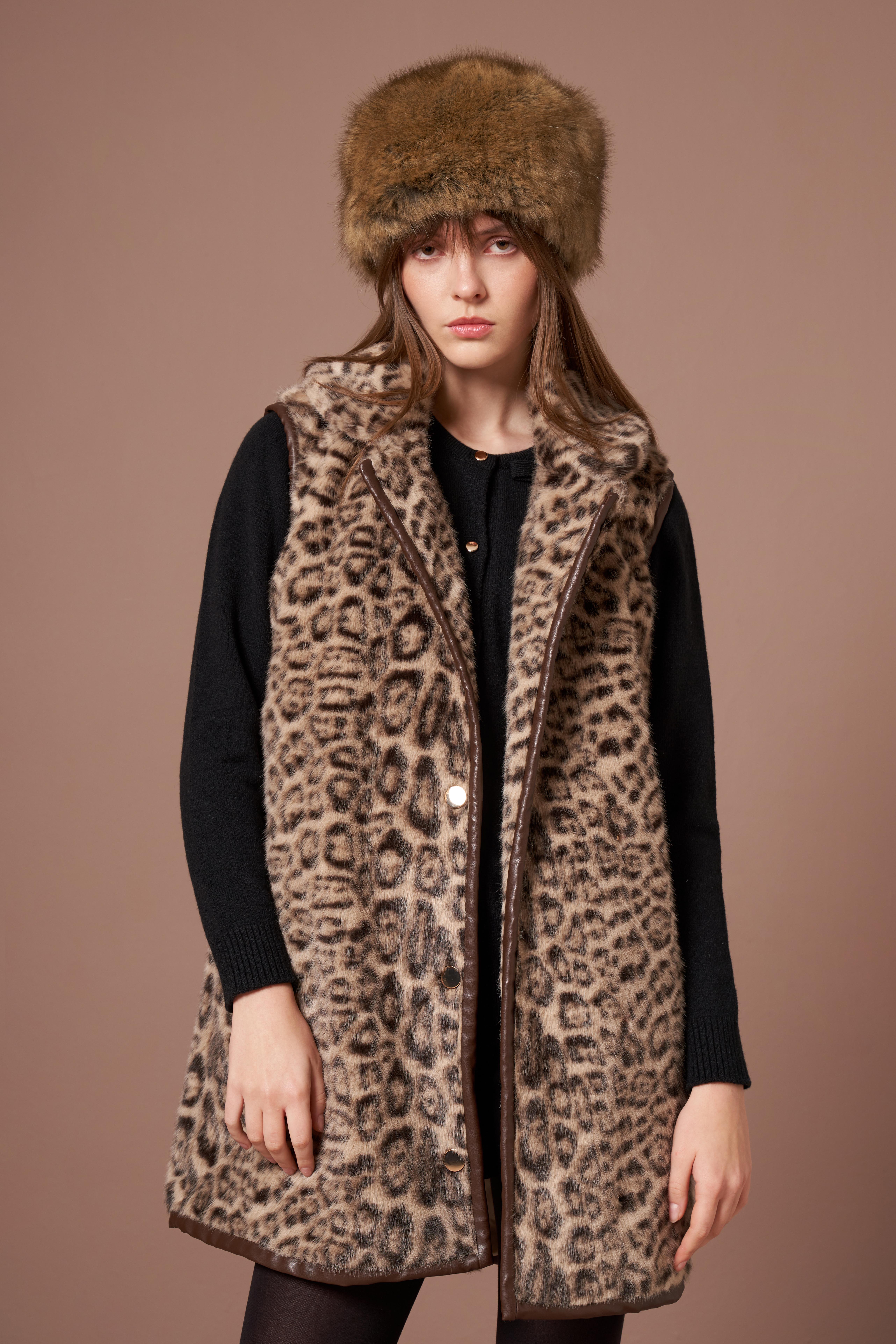 FTZ Women Kadın Leopar Yelek  Beige 31275