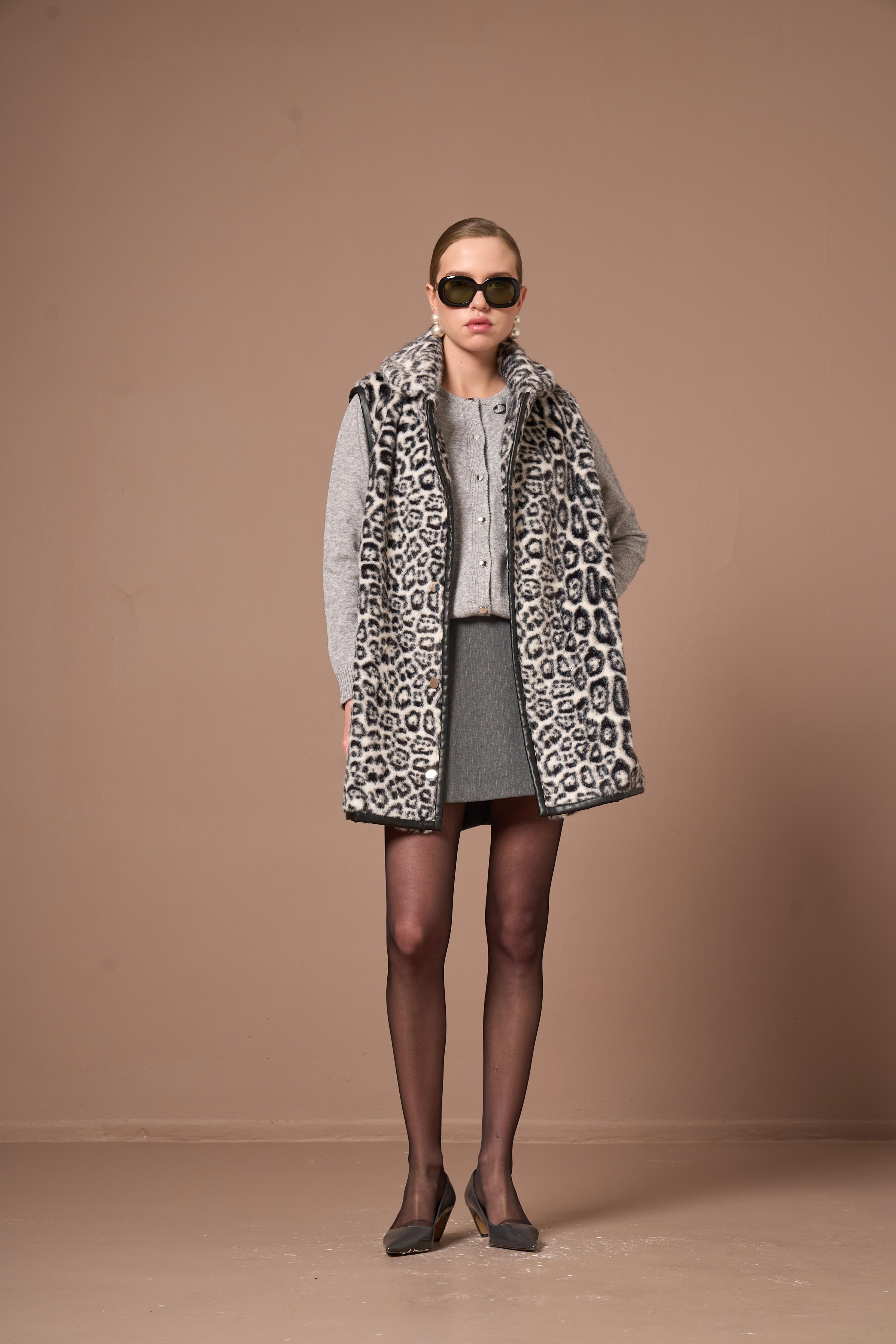 FTZ Women Kadın Leopar Yelek  Siyah 31275