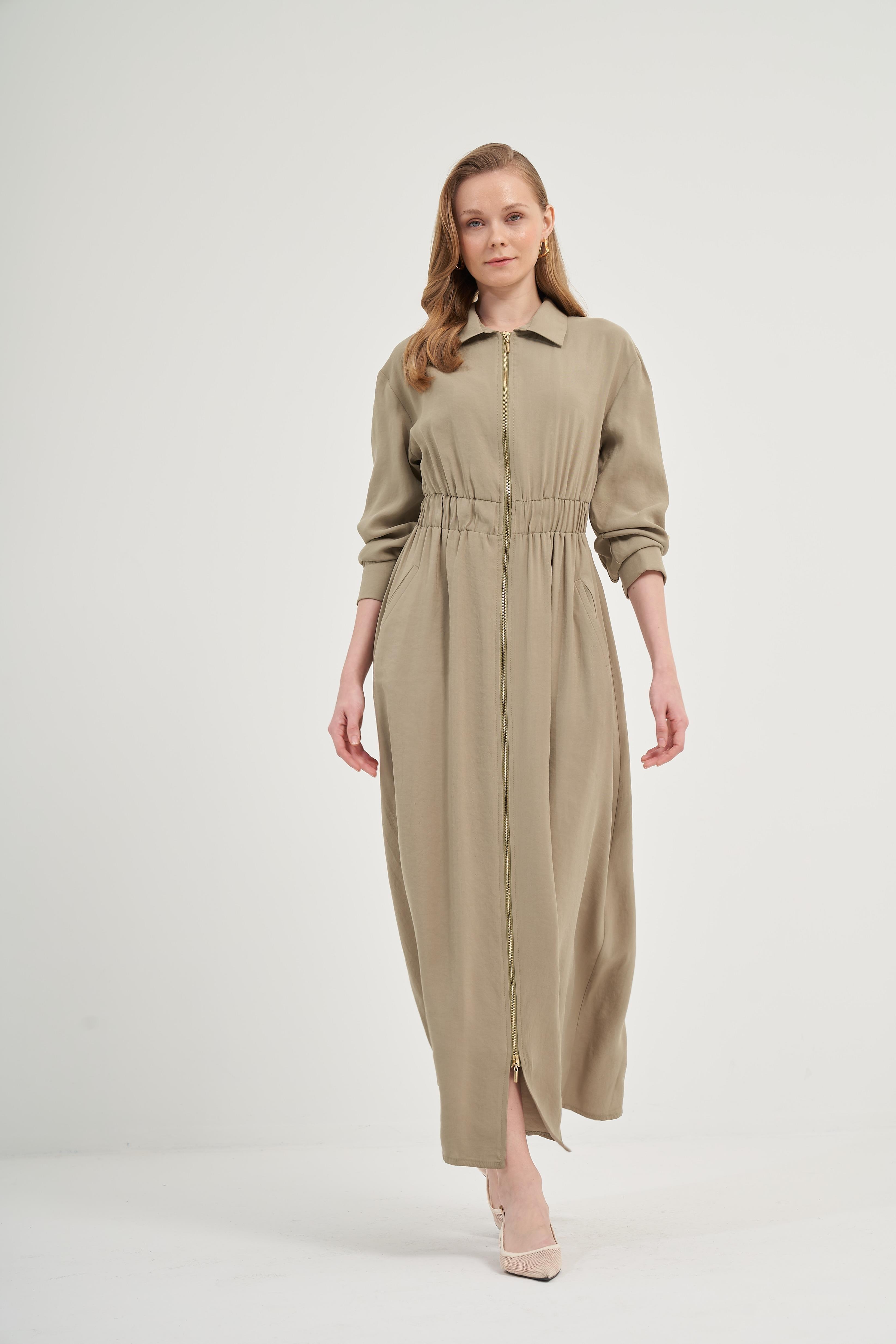 FTZ Women Kadın Modal Elbise Haki 31033