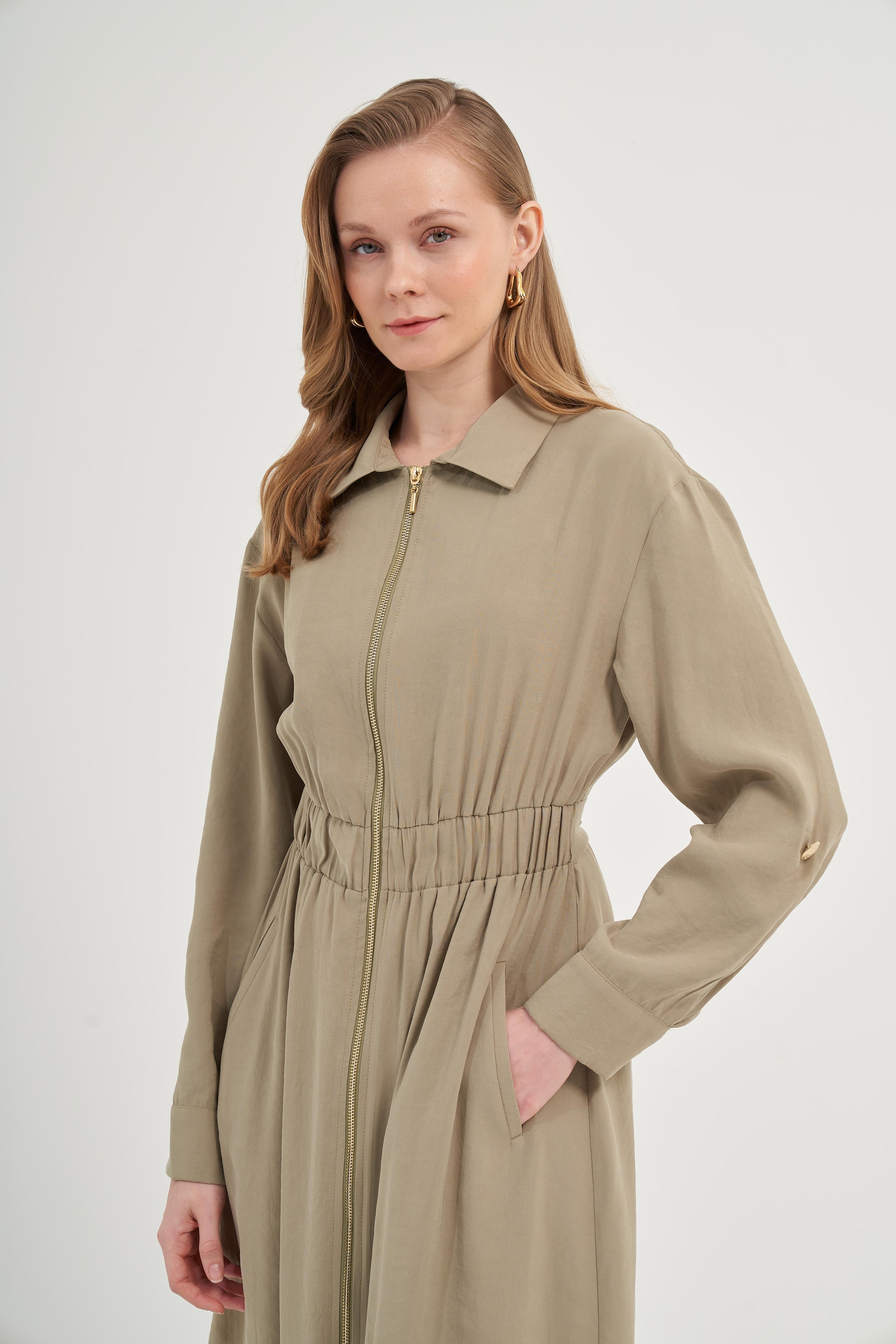 FTZ Women Kadın Modal Elbise Haki 31033