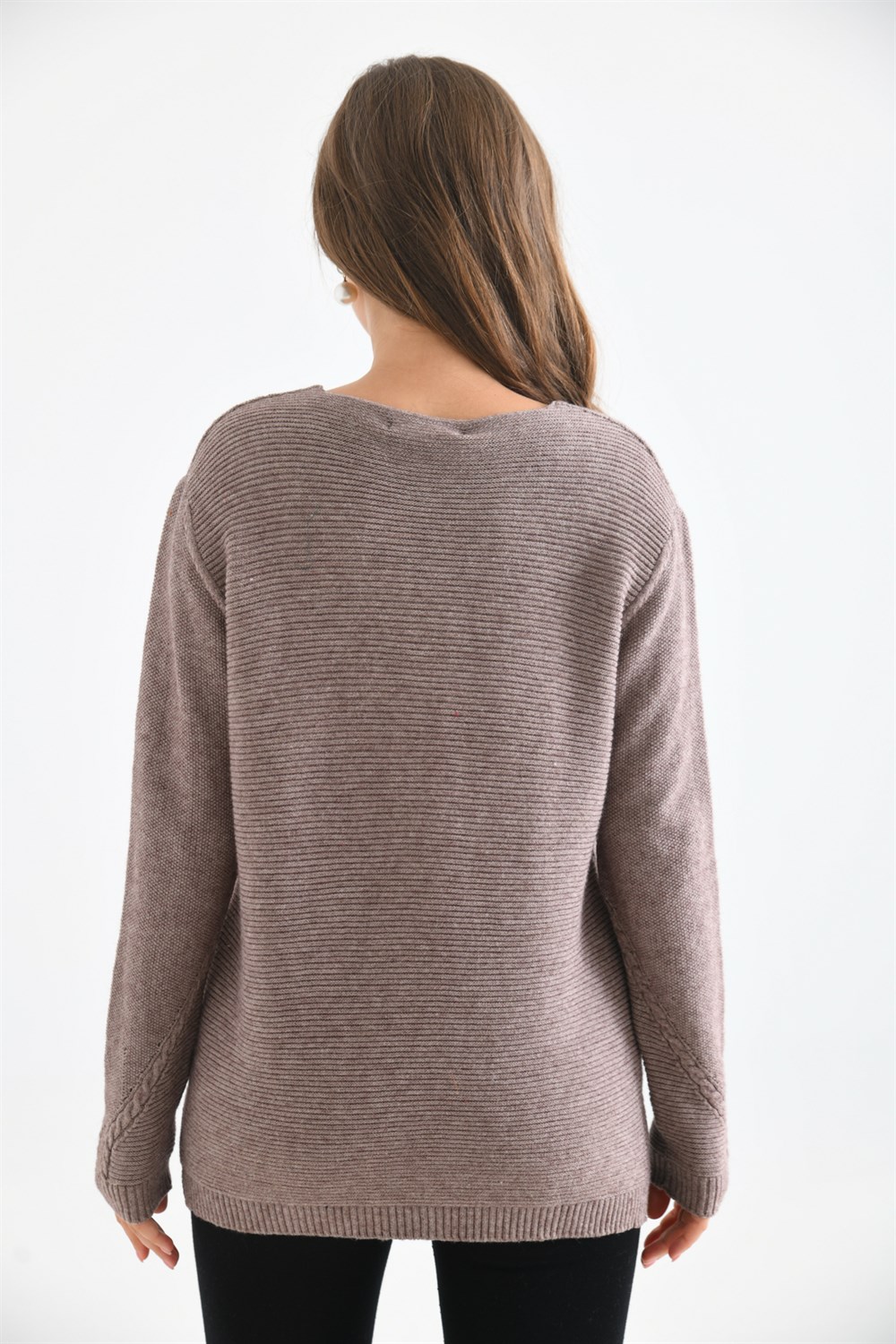 FTZ Women Kadın Örgü Detay İncili Kazak  Beige 20058 · 6