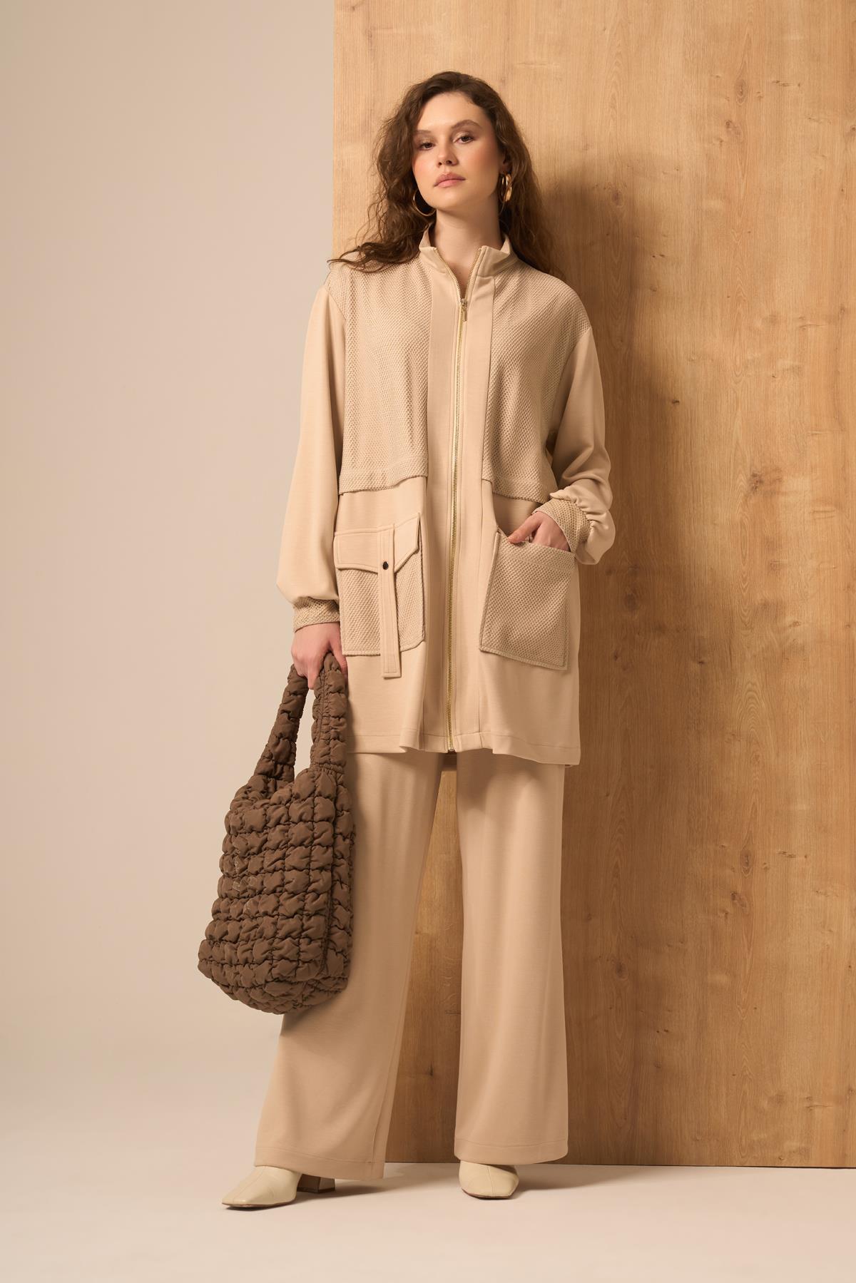 FTZ Women Kadın Oysho File Detay Takım  Beige 31265