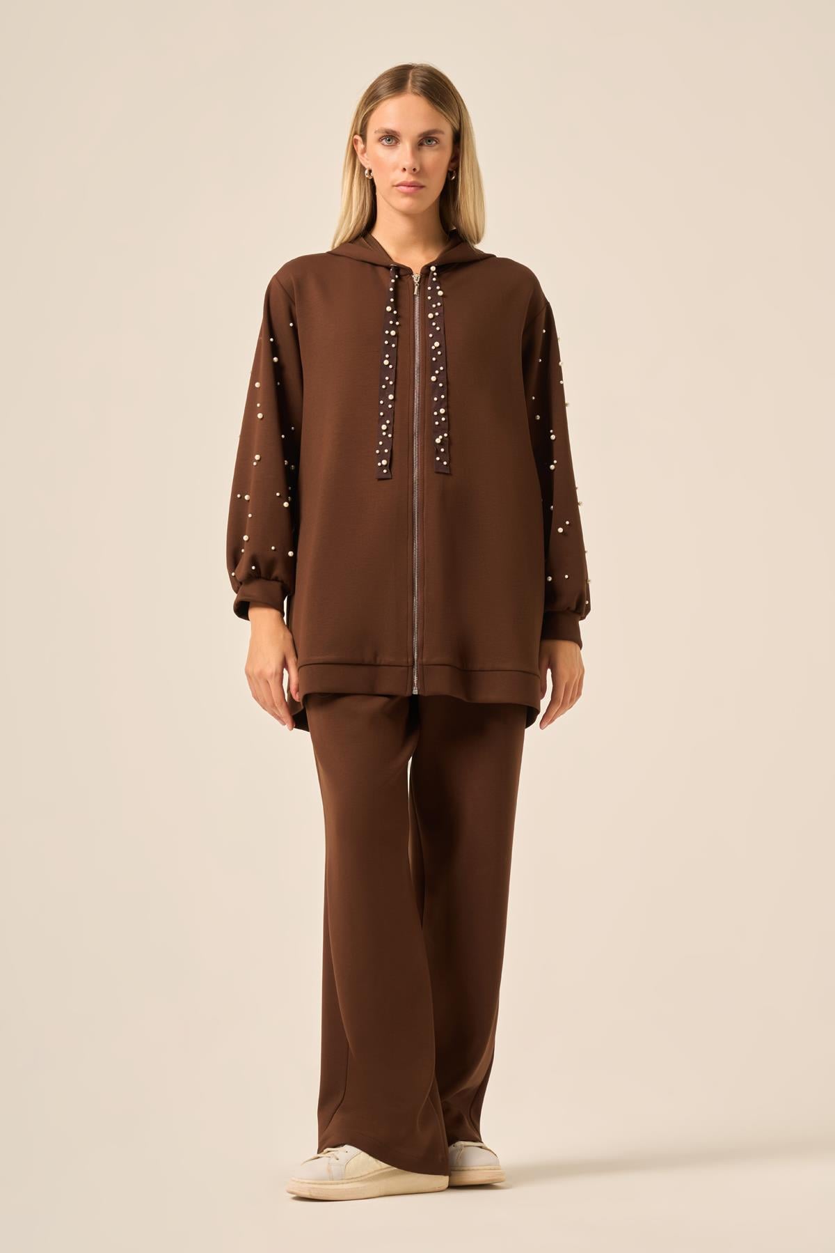 FTZ Women KADIN OYSHO PANTOLONLU TAKIM  Acı Kahve 31224