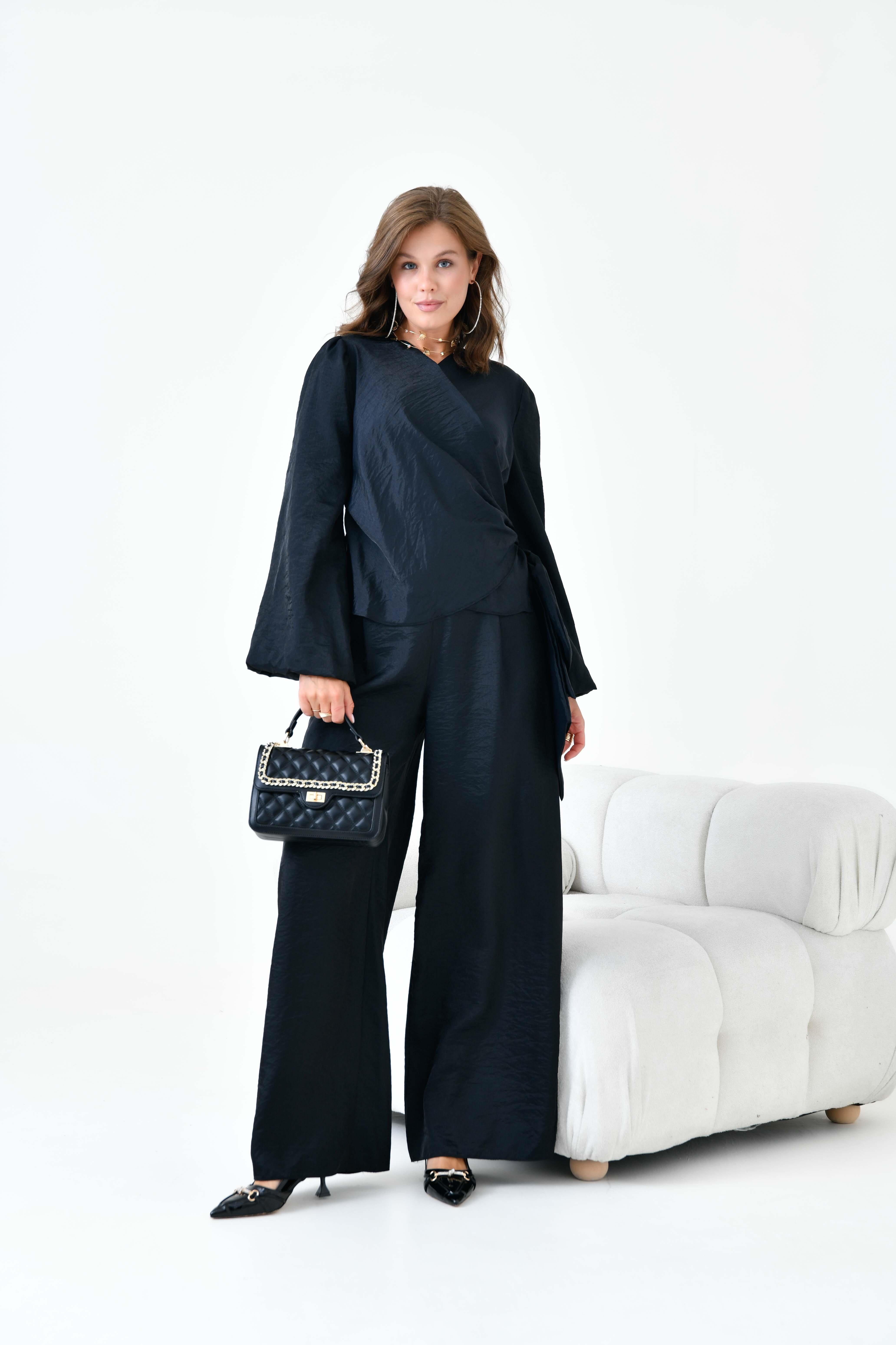 Ftz Women Kad n Pantolonlu Simli Tak m Siyah 30863