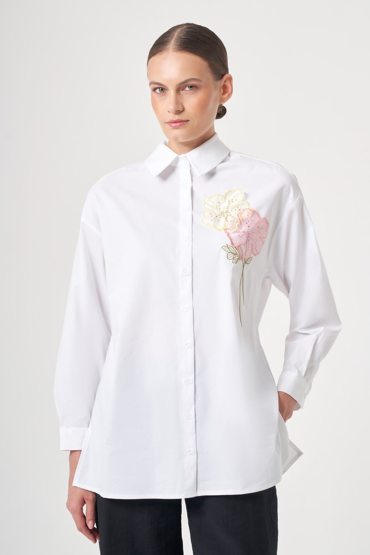 FTZ Women Kadın Poplin Gömlek  Beyaz 31436