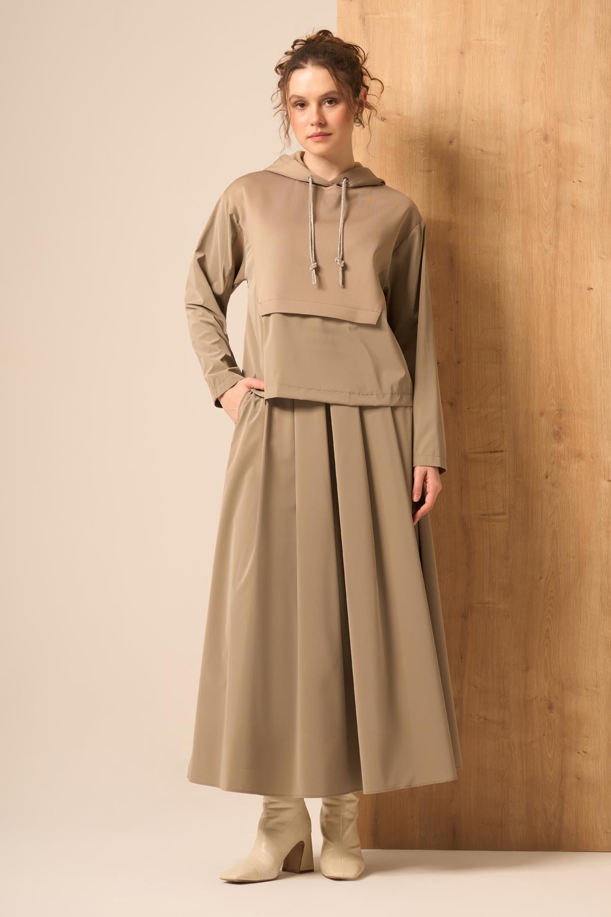 FTZ Women Kadın Scuba Spandex Takım  Beige 31259